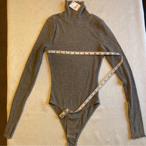 Free People Intimately Ribbed Grey Turtleneck Bodysuit NWT - Picture 8 of 8